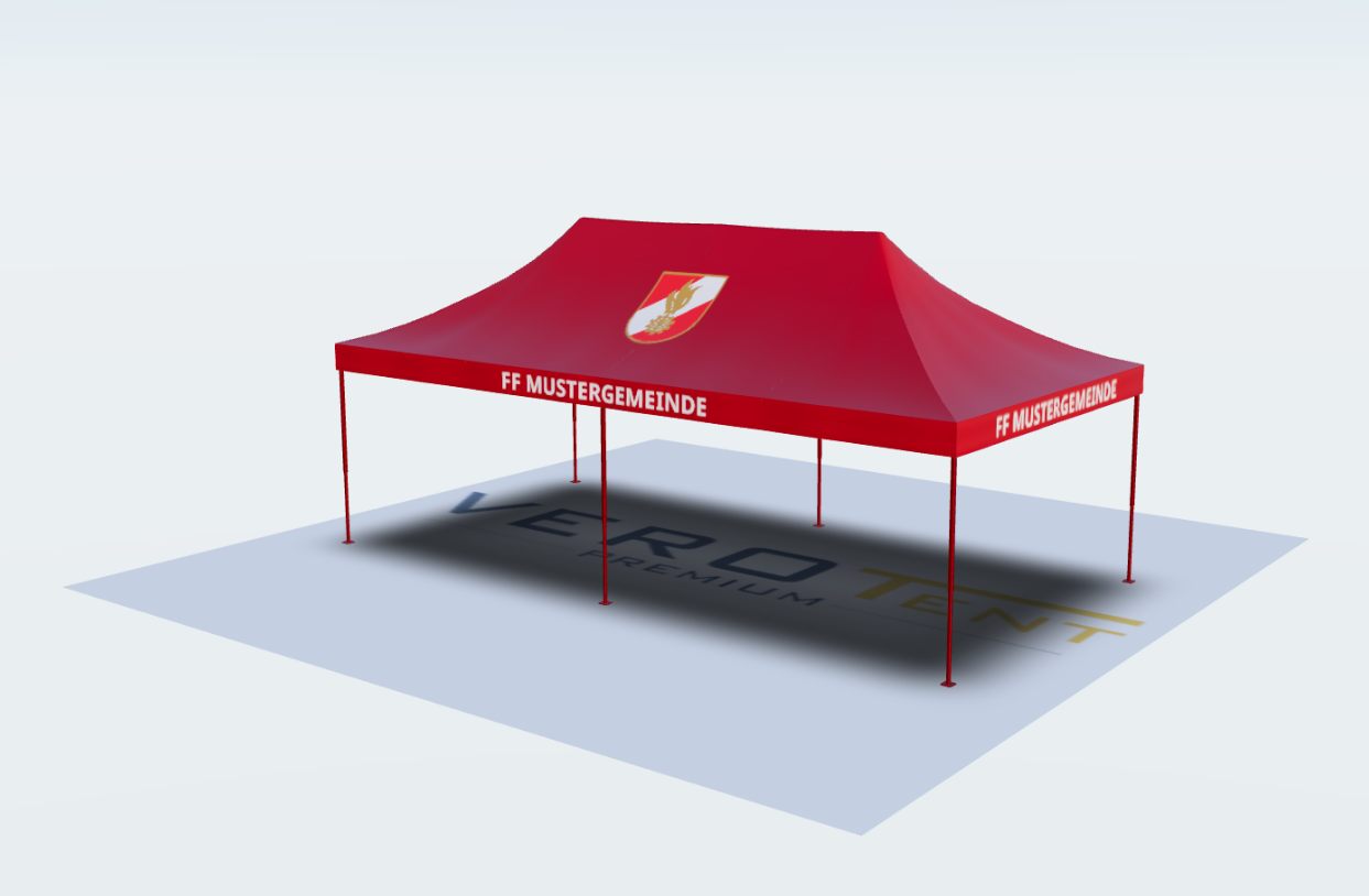 Feuerwehrzelt Zeltentwurf 3D-Konfigurator ohne Seitenplane